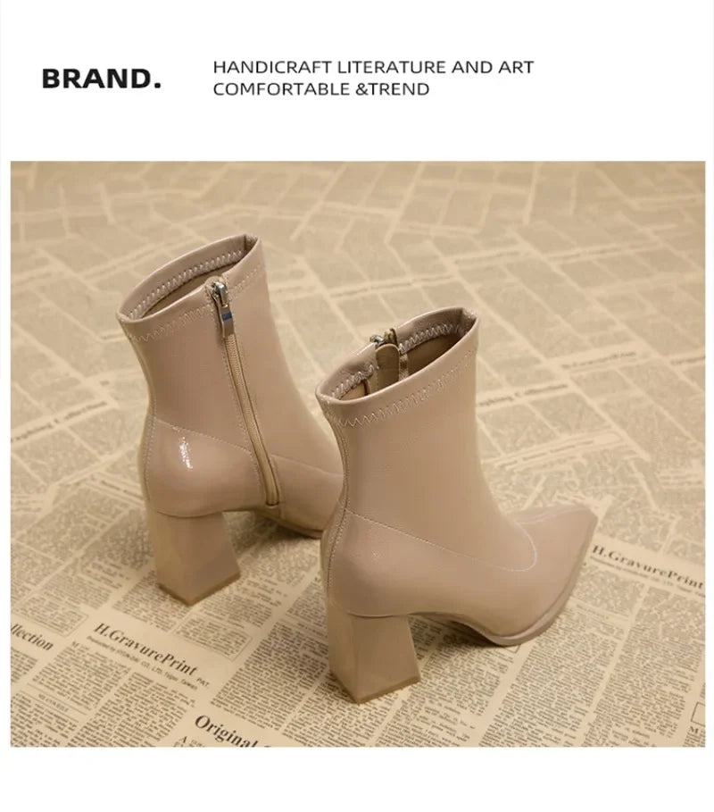 2024 High Heel Ankle Boots – Pointed Toe, Sexy Side Zip Women's Classic Daily Boots