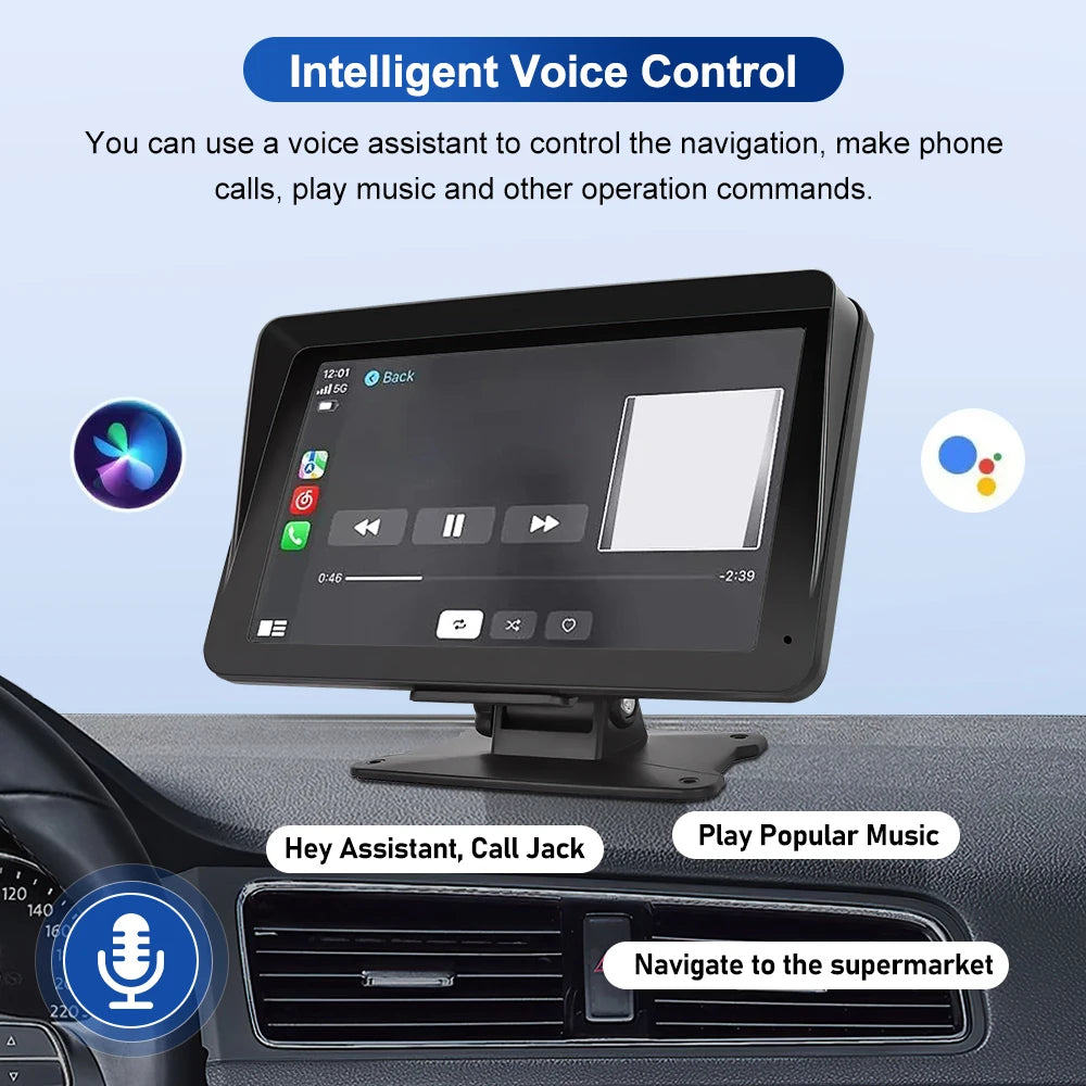 7 Inch Wireless CarPlay & Android Auto Car Radio Stereo Multimedia System with Bluetooth GPS – Universal Fit for Benz, BMW, VW & KIA Vehicles