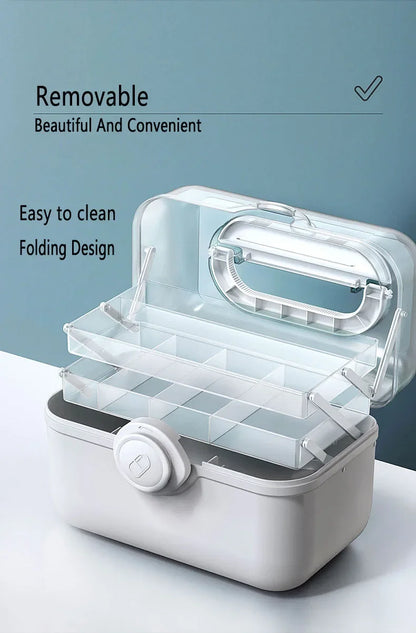 Large Capacity Family Medicine Organizer Box – Portable Plastic First Aid Kit & Home Medicine Storage Organizer