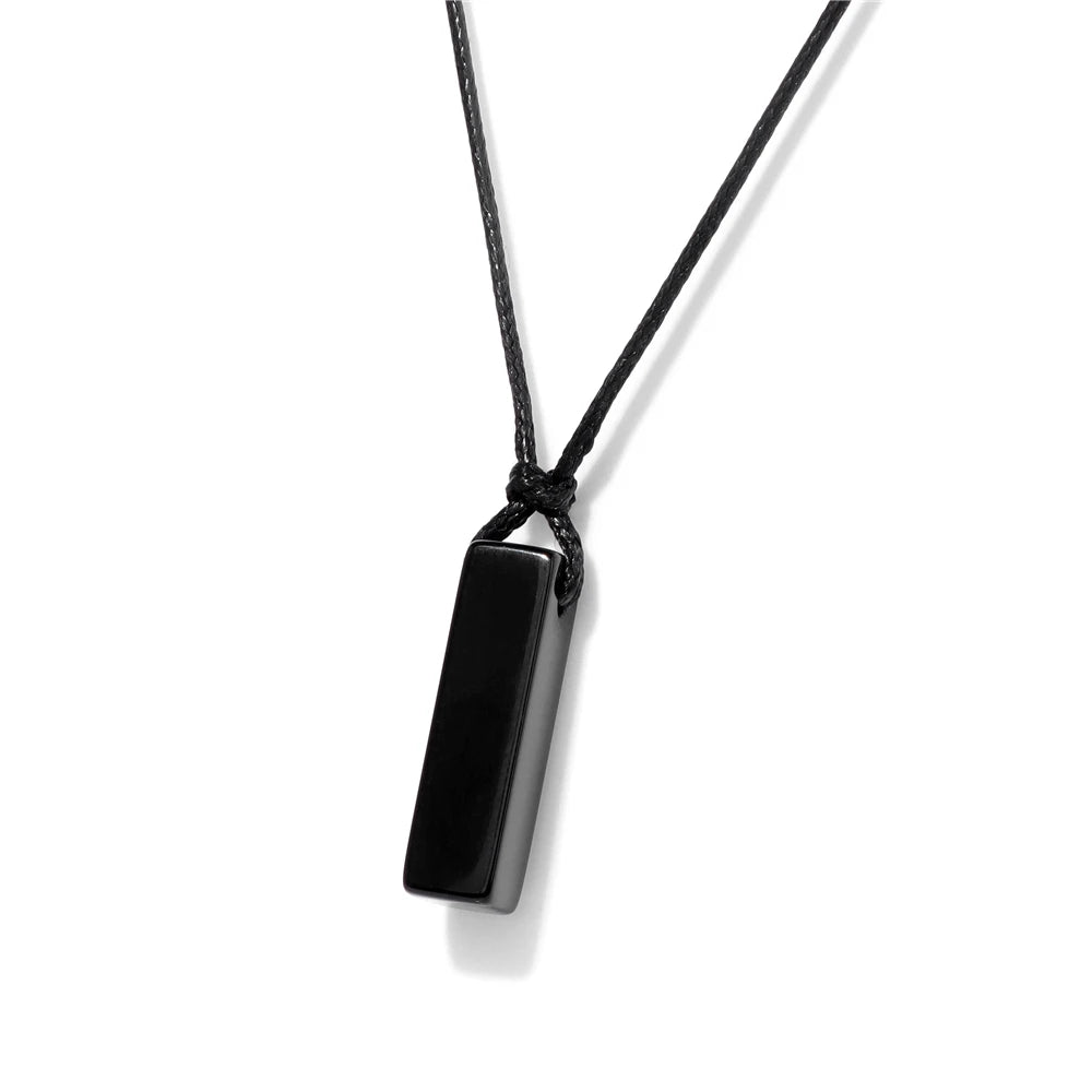 Men's Vintage Rectangle Obsidian Pendant Necklace – Natural Tiger Eye & Labradorite Gem, Leather Rope Braid Healing Jewelry