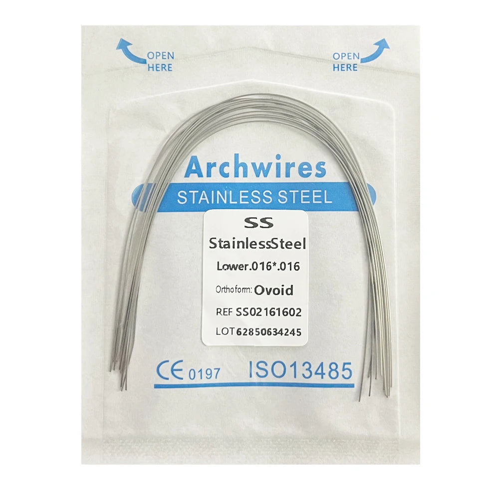 10PCS Dental Orthodontic Arch Wire Set - Stainless Steel Round & Rectangular Dentist Ovoid Form Material