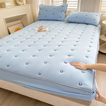 Thick Embroidered Mattress Cover 90x200 – Elastic Fitted Sheet Queen Size Bed Cover (Pillowcase Sold Separately)
