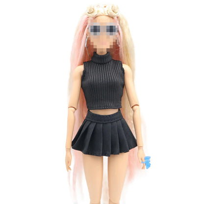 1/6 Barbie Doll Clothes – 30cm Simple Short Skirt & Vest Daily Wear Accessories