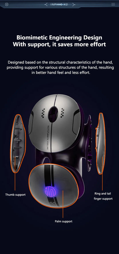 Inphic X2 Silent Bluetooth Mouse – Rechargeable Wireless Gaming & Office Mouse with Metal Base for Computer & Laptop