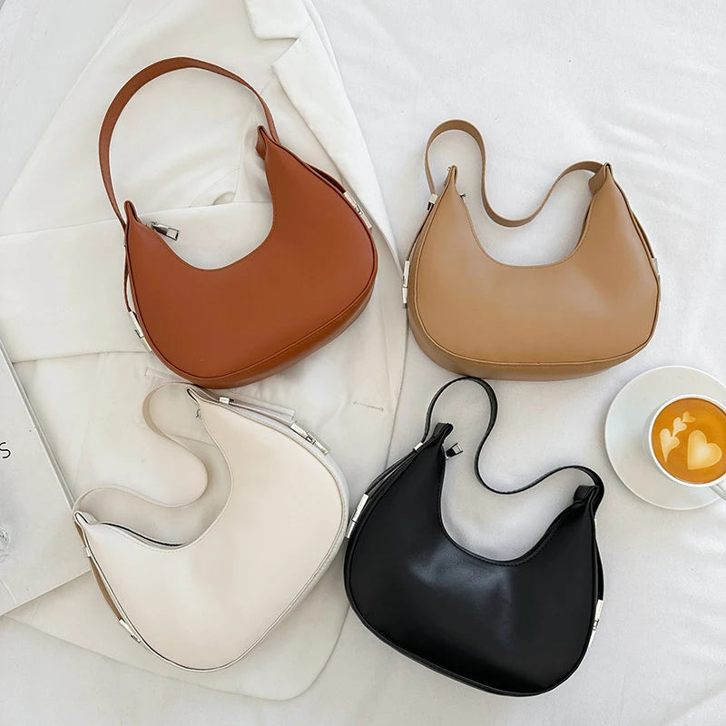 Fashion PU Leather Underarm Bag for Women – Trendy Clutch Handbag, Single Shoulder, Simple Hobo Tote