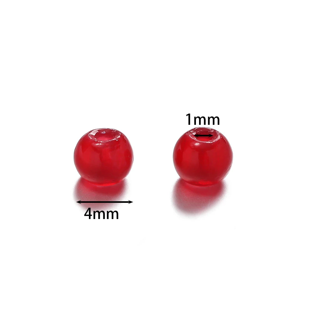50/100pcs 4mm Colored Glass Jade Beads - Round Spacer Beads for DIY Earrings, Necklaces & Bracelets