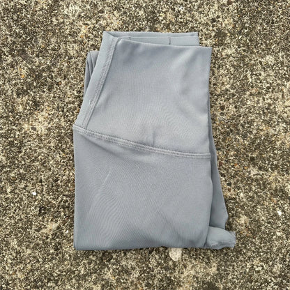 High Waist Women's Yoga Leggings - Solid Color Cropped Gym & Training Pants with Back Pocket