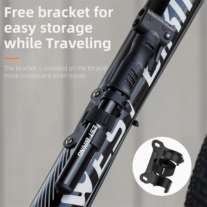 WEST BIKING Mini Bicycle Pump - Portable Aluminum Alloy Tire Inflator for MTB Road Bike Schrader Presta Valve