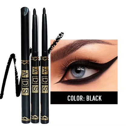 3PCS Waterproof & Smudge-Proof Black Eyeliner Pencils – Long-Lasting, Bold Eye Makeup with Smooth Glide Formula