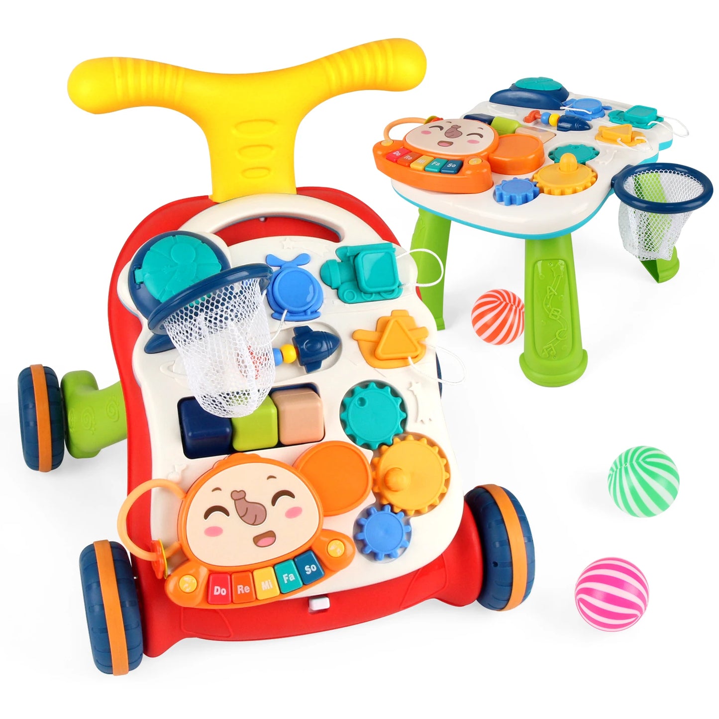 Baby Push Walker Toy - Multifunction Musical Learning Walker with Drawing Board for 12M+ Toddlers