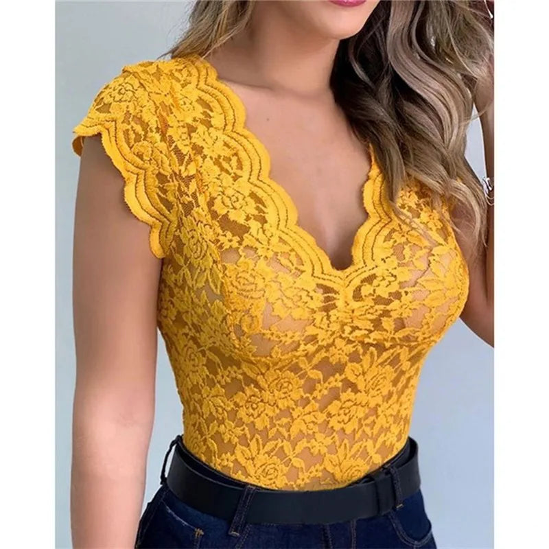 Women’s Lace Camisole Tank Top – Sexy V Neck Summer Bralette Vest in Candy Colors