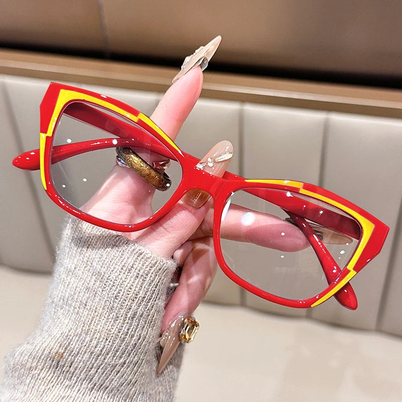 Women's Blue Light Blocking Cat Eye Reading Glasses – Fashion Color Block Readers 1.0–4.0 Strength