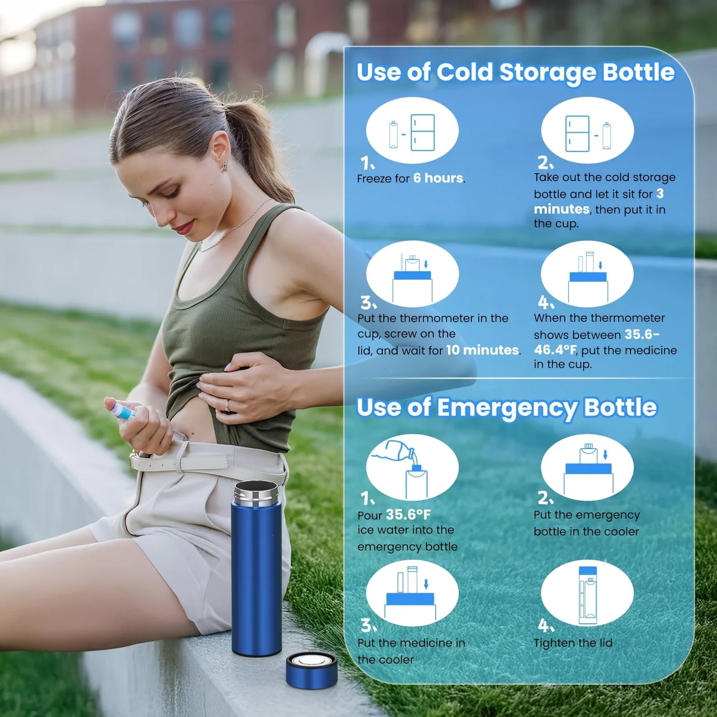 Insulin Cooler Travel Case with Biogel Ice Pack – Portable Medical Cooler for Insulin Pens, EpiPens & Diabetes Travel Storage Bag