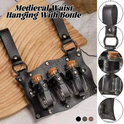 Medieval Alchemy Vial PU Belt – Hanging Potion Pouch for Magic Costume, Cosplay & Healer Kit Props