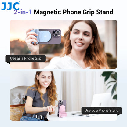 JJC Magnetic Snapgrip: Magsafe Phone Hand Grip with Bluetooth Remote Control - Handheld Shutter Tripod Mount for Vloggers