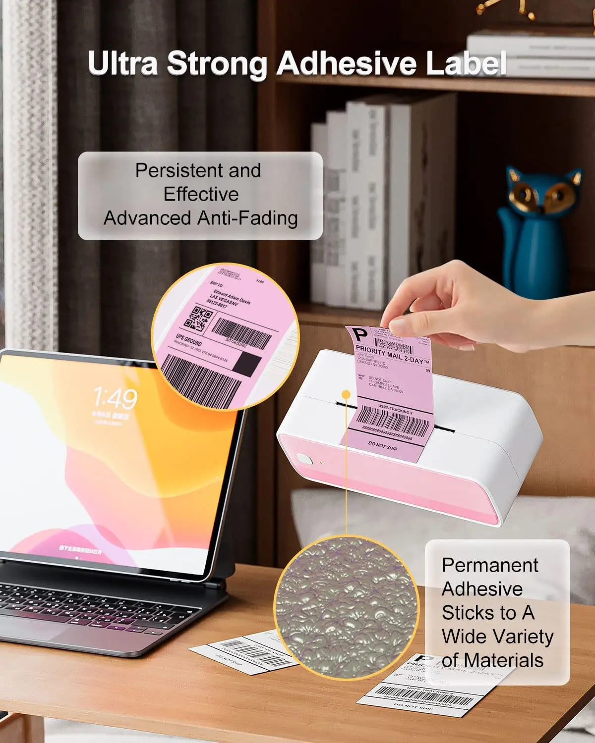 Phomemo 4x6 Thermal Shipping Labels – 500PCS Purple Fanfold Direct Thermal Labels, BPA-Free for Mailing Printer