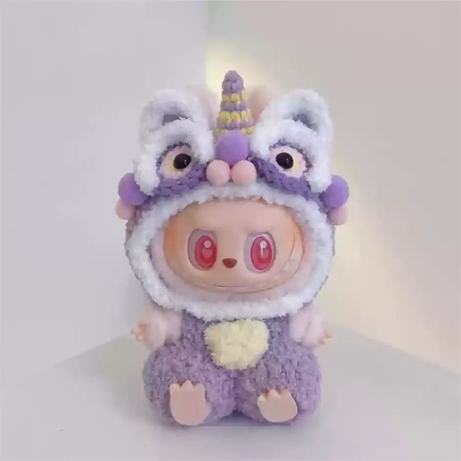 Labubu 17cm Heartbeat Macaron Monkey Toy – Stand-Up Dress-Up Jacket & Pants Suit