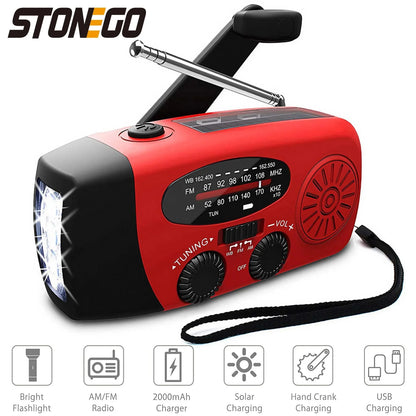 STONEGO Mini Portable Radio — Handheld Rechargeable Digital FM Radio with USB/TF MP3 Player, Speaker Device for On-the-Go Use
