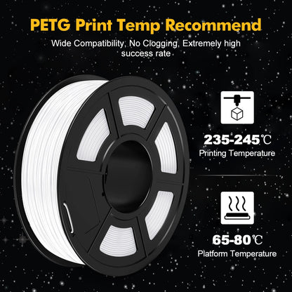 SUNLU PETG 3D Printer Filament 1.75mm ±0.02mm – 3 Rolls 1KG Each, Neatly Wound Vacuum-Sealed Printing Material