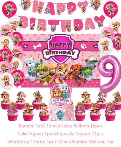 PAW Patrol Skye Pink Birthday Party Decorations Set – Foil Balloon Backdrop, Disposable Tableware & Baby Shower Supplies for Girls Kids Gifts