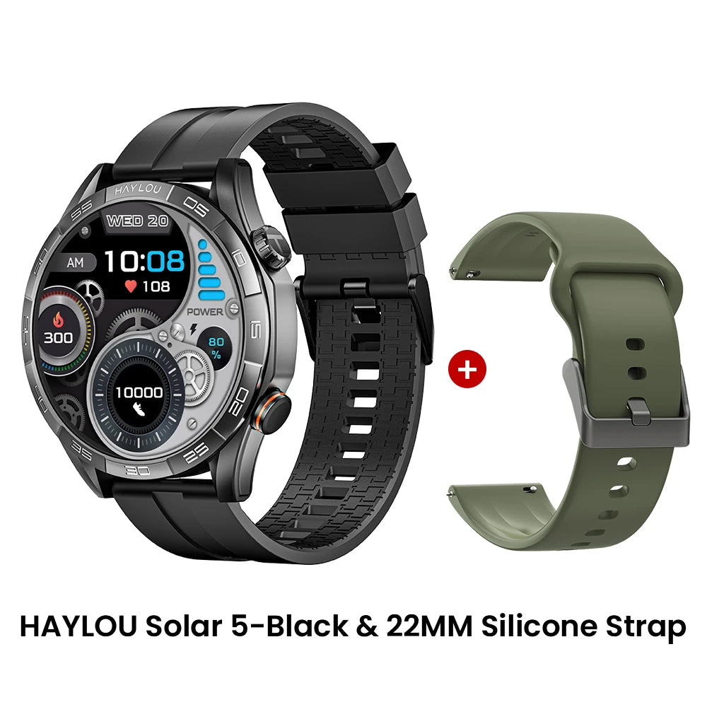 HAYLOU Solar 5 Smartwatch — 1.58" AMOLED, Voice Calling, 24H Health & Sports Tracker for Men