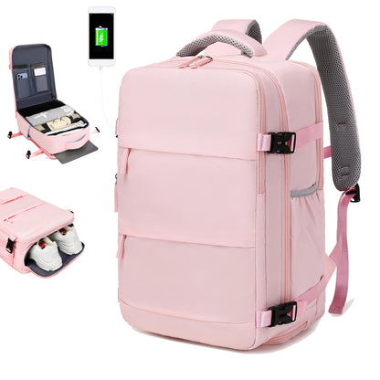 Travel Backpack with 15.6-Inch Laptop Compartment - Waterproof Design and Shoe Storage, Unisex Backpack