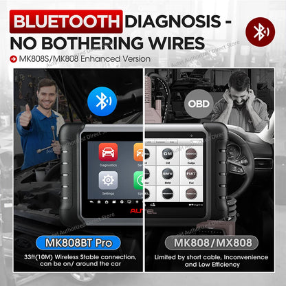 Autel MaxiCOM MK808BT PRO OBD2 Scanner – Bluetooth Car Diagnostic Code Reader, PK MK808KBT/MK808S