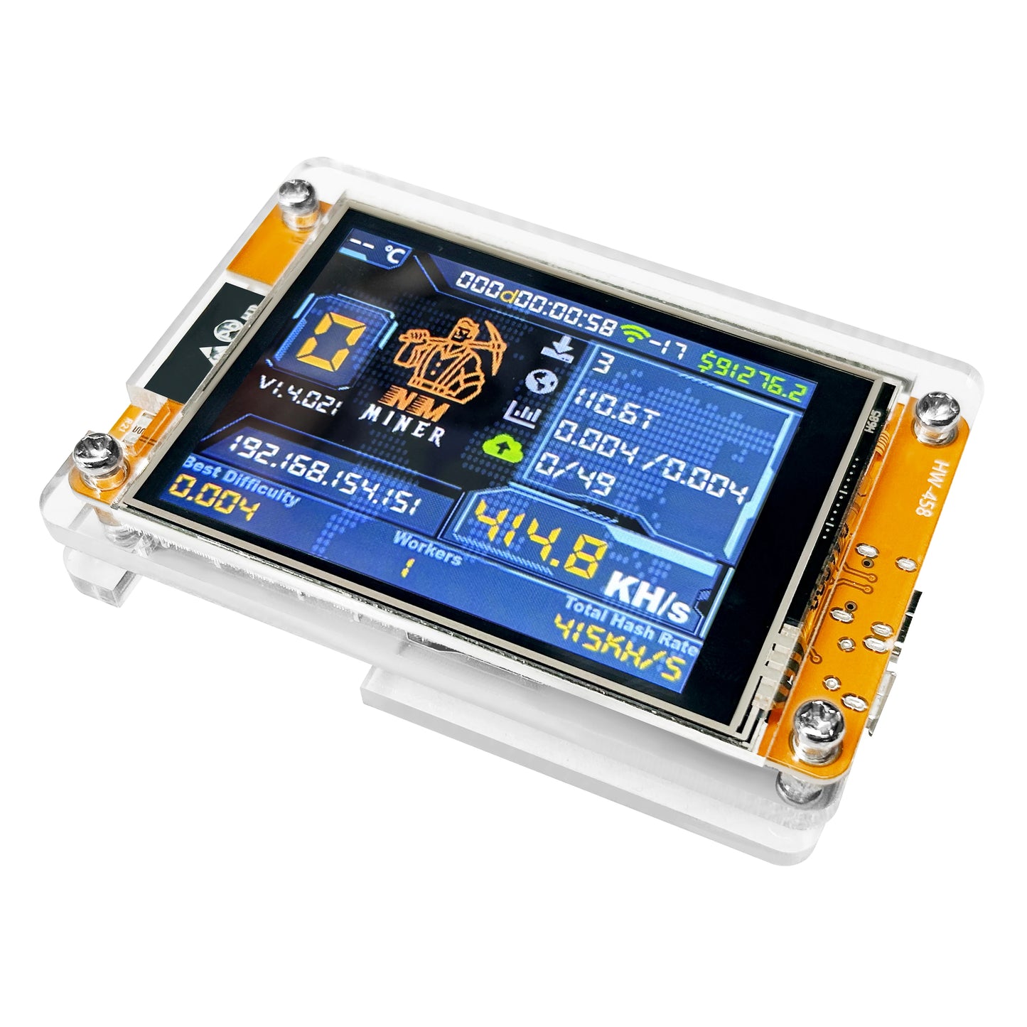 NMMiner NerdMiner V2 ESP32 Lucky Miner with 2.8" Smart Display – 960KH/s Bitcoin Solo Lottery Crypto Miner