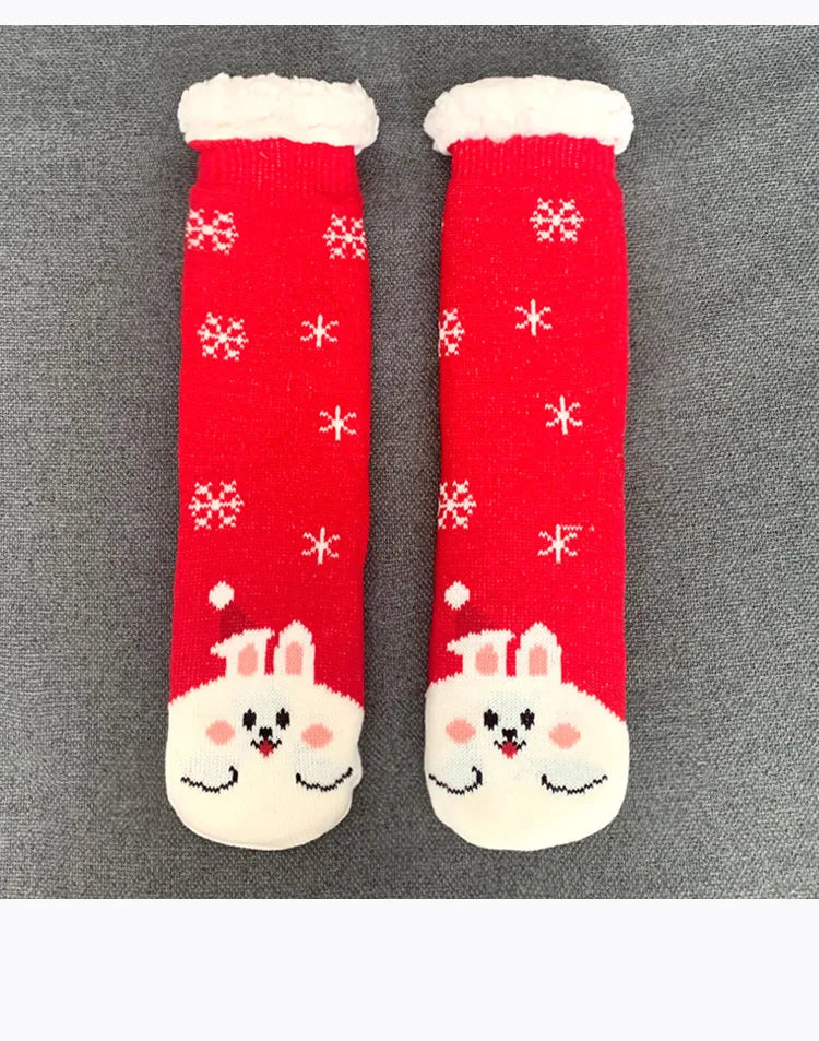 Women’s Christmas Fuzzy Socks – Winter Warm Thermal Non-Slip Fluffy Floor Slippers, Soft Indoor Home Gift