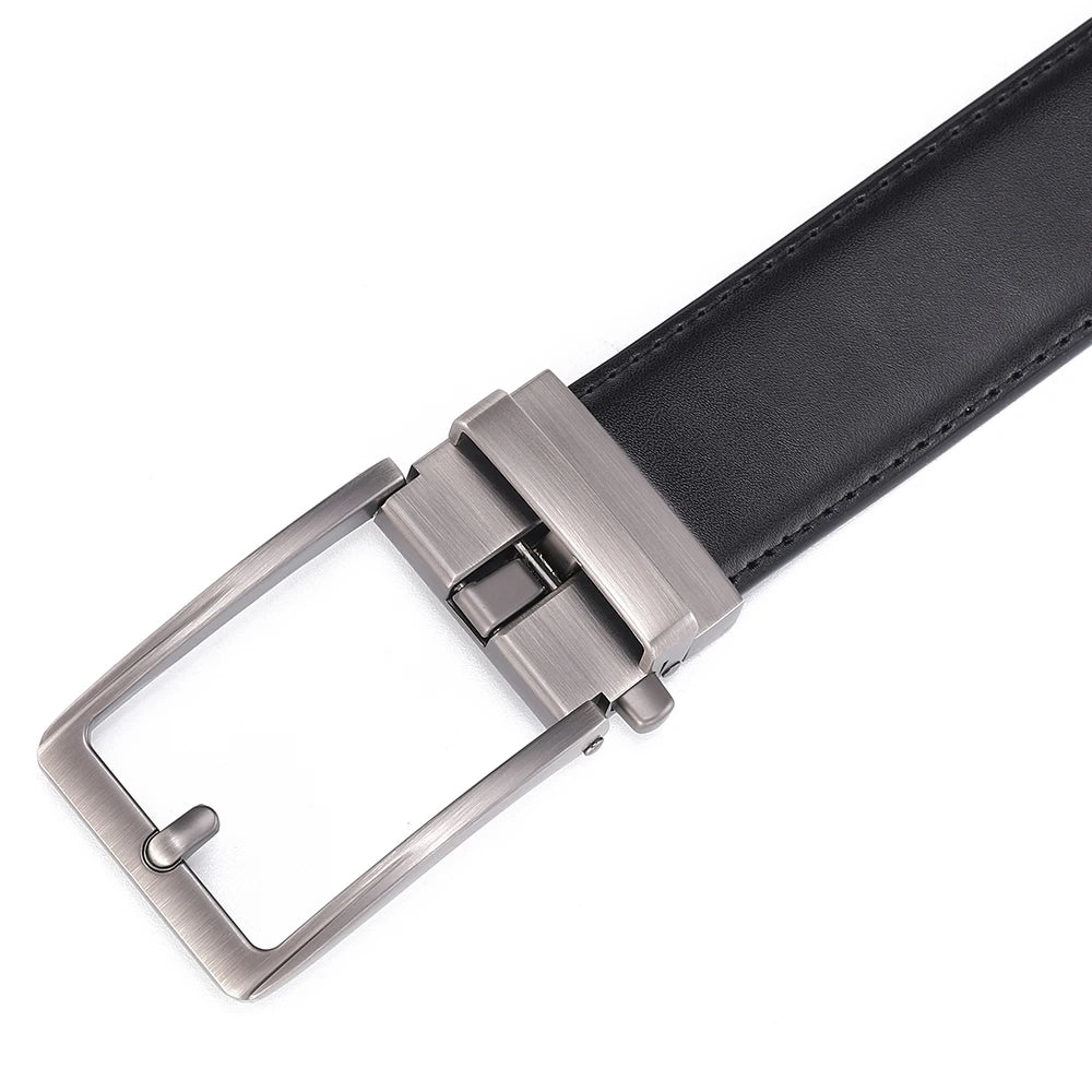 Men’s Luxury Leather Click Belt – Automatic Buckle Designer Waist Strap for Jeans (Blue, 3.5cm)