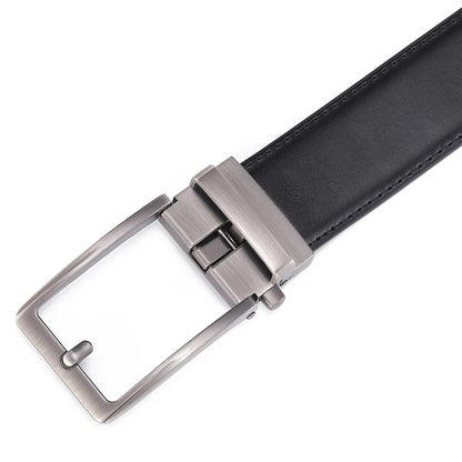 Men’s Luxury Leather Click Belt – Automatic Buckle Designer Waist Strap for Jeans (Blue, 3.5cm)