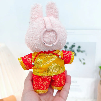 17cm Mini Plush Doll Clothes — Outfit Accessories for Labubu V1 & V2, Christmas Cookie Man Sweater Hat, New Year Gift