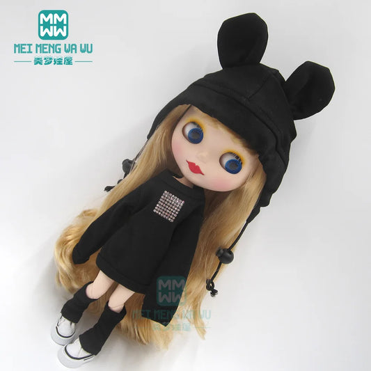 Blythe Doll Accessories Set – Fashion Sweatshirt, Shoe Covers & Sneakers for Blythe & Azone Dolls, Christmas Gift