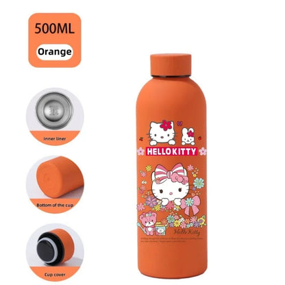 Sanrio Hello Kitty Insulated Sport Bottle — Double-Layer Stainless Steel Vacuum Cup, Small Mouth Coffee Bottle, Angel Color Frosted Finish
