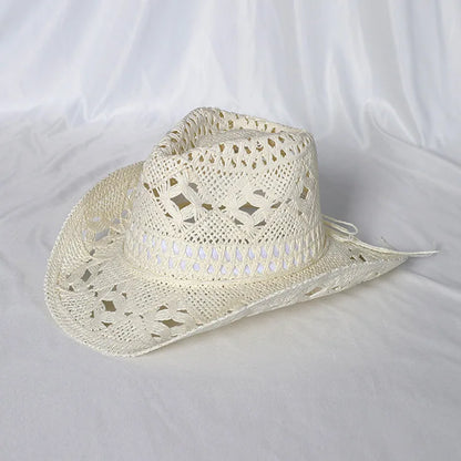 Melesh Western Women's Mint Green Cowboy Hat – Straw, Wide Brim, Plasticity Strong for Sunshine & Beach Wear