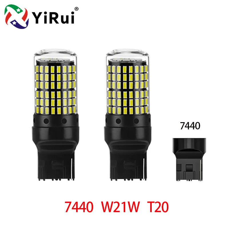 YiRui 2PCS 12-48V LED Bulbs - 144SMD Bright Reverse & Turn Signal Lights for BA15S, 7440, 1157 & P21W Sockets