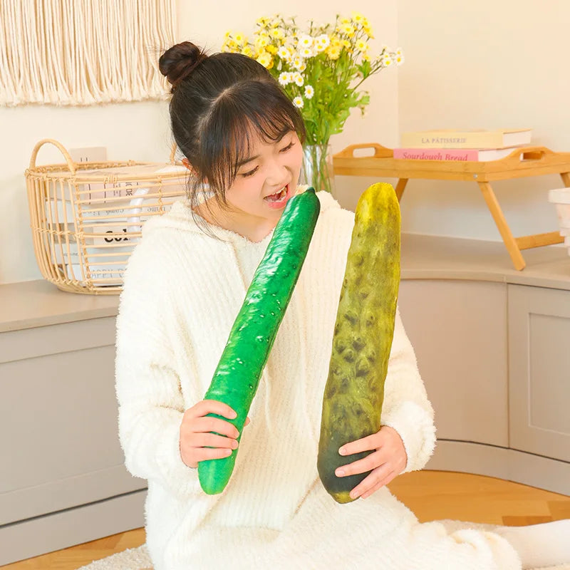 Giant Green Pickled Cucumber Plush Toy – Soft Stuffed Doll, Funny Long Pillow for Sleep, Home Decor & Birthday Gift