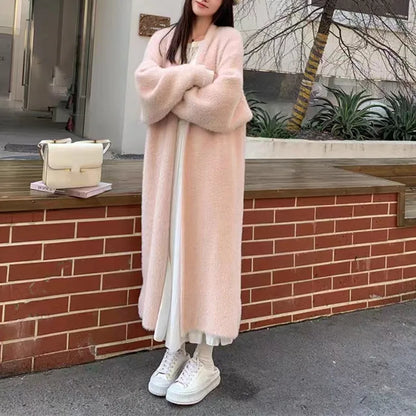2024 Long Cardigan Women’s Knitted Sweater Jacket – Spring & Autumn Crochet, Loose Fit, Pockets, Winter Maxi Warm Jumper Coat