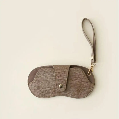 Hanging Neck Eyeglasses Storage Bag with Chain – Unisex Leather Sunglasses Case & Portable Key Holder Pendant