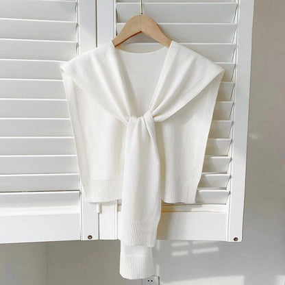 Women’s Summer Knitted Shawl – Thin Cape Scarf with Fake Collar Neck Guard