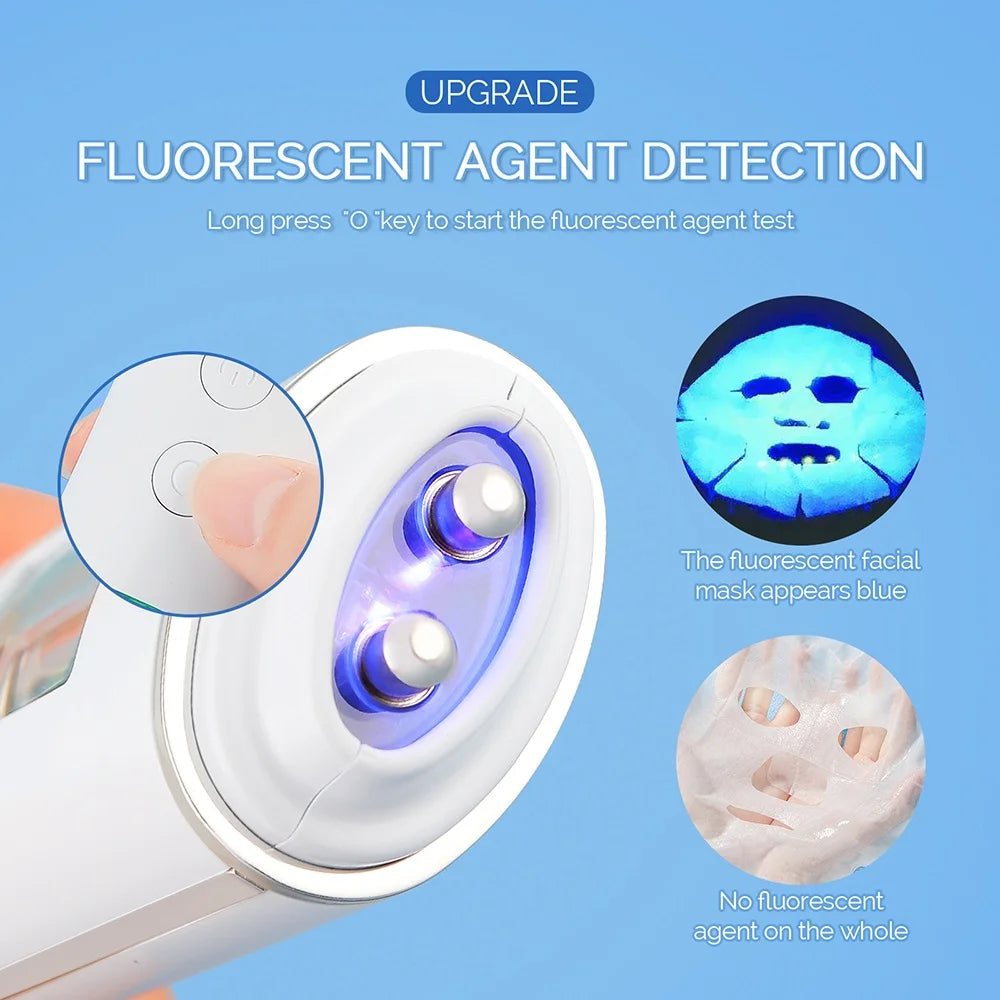 Skin Tester Analyzer - Moisture, Oil Content, Elasticity, and Age Test Meter with Fluorescent Agent Detector