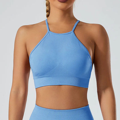 Women’s Shockproof Fitness Sports Bra – Push-Up Crop Top for Gym, Yoga & Workout