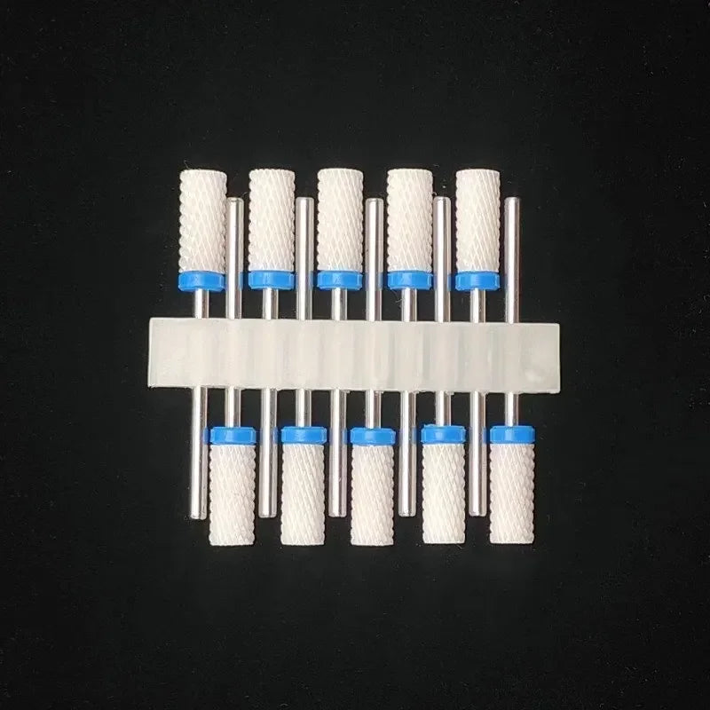 10PCS Ceramic Nail Drill Bits - Rotary Milling Cutters for Gel Polish Removal & Nail Grinding Machine Accessories