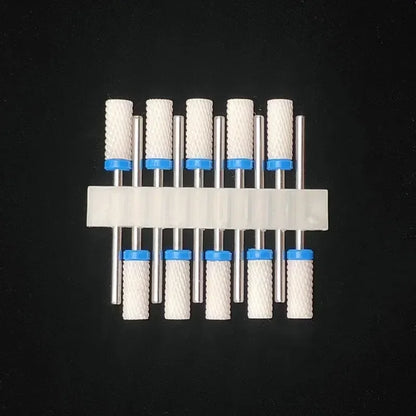 10PCS Ceramic Nail Drill Bits - Rotary Milling Cutters for Gel Polish Removal & Nail Grinding Machine Accessories