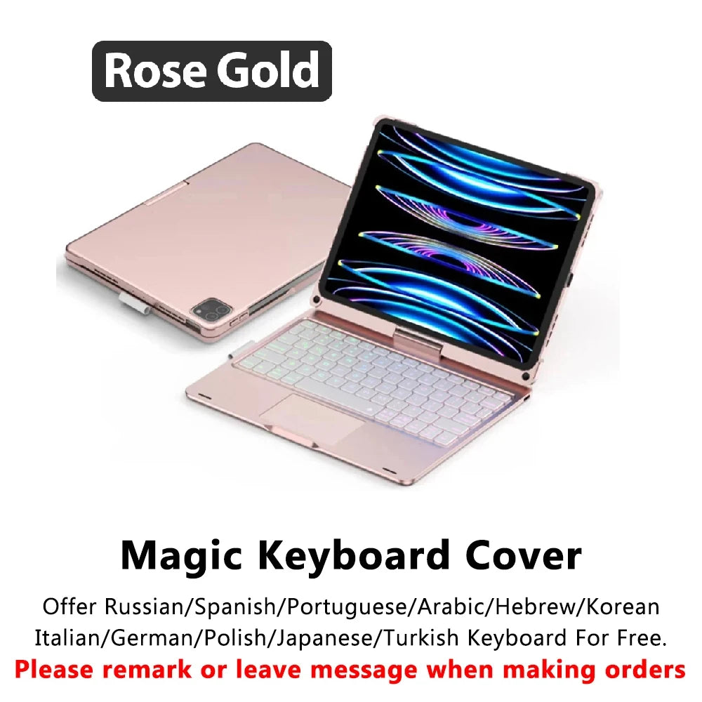 Magic Keyboard Case for iPad Air & Pro – Backlit Keyboard Cover for 11" & 12.9" (2024 M2, 7th-10th Gen)