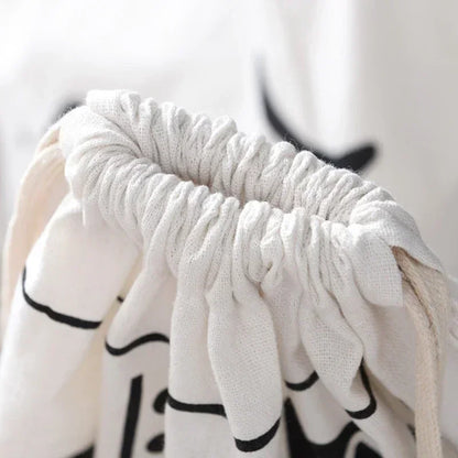 Large Cotton & Linen Laundry Bag — Drawstring Duffle Bag for Clothes & Toy Storage