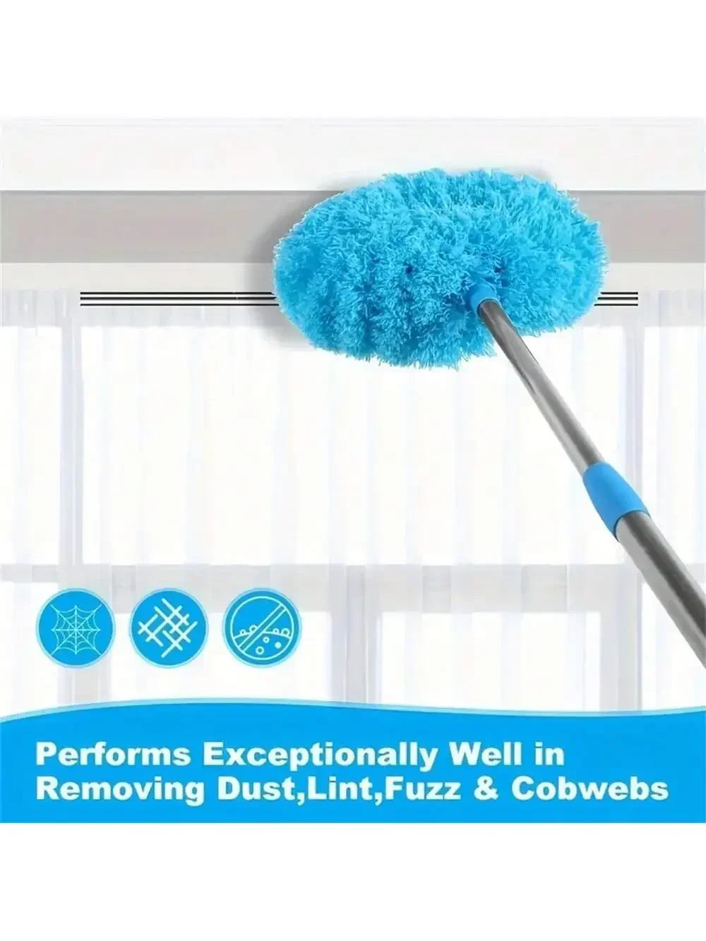 Extendable Microfiber Ceiling Fan Duster – Long Handle Dust Locking Reusable Cleaning Brush