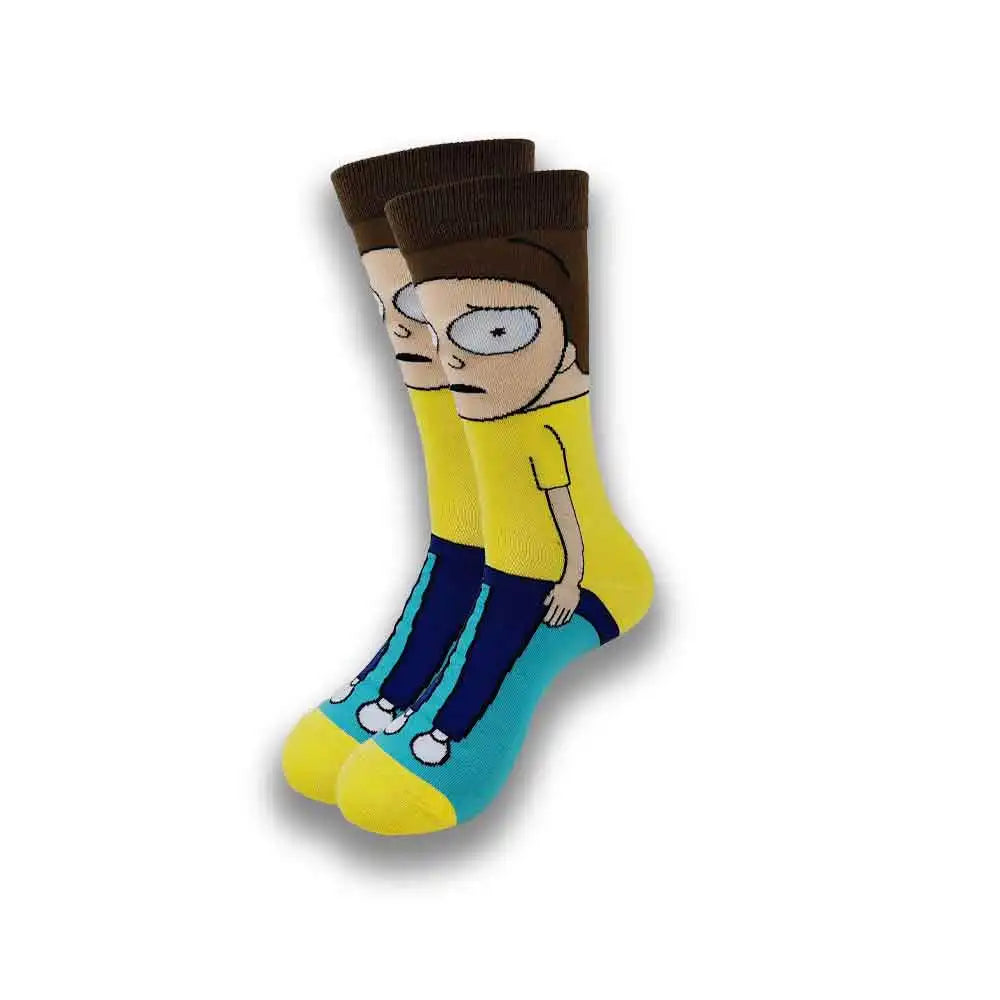 Men's Cartoon Character Crew Socks - Fun Novelty Cotton Casual Socks