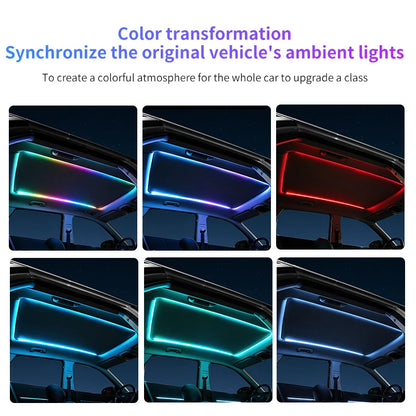 2026 Universal Car Sunroof LED Strip Light - APP & Remote Control USB Panoramic Roof Ambient Lighting