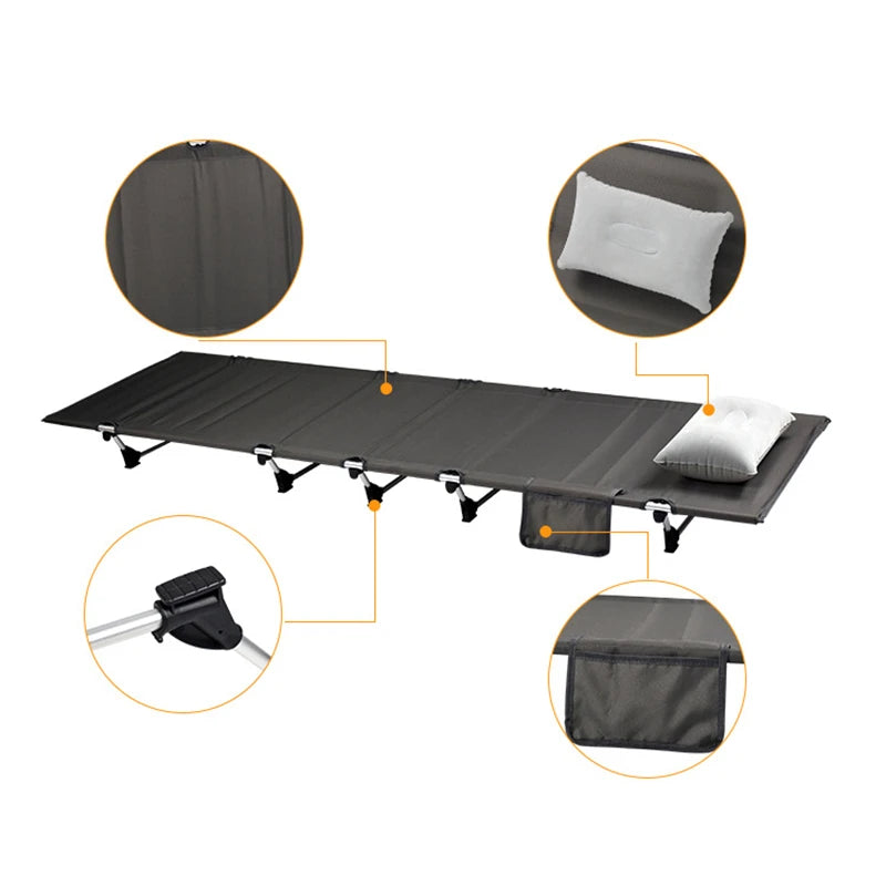 Portable Foldable Camping Cot - Single Person Outdoor Folding Bed, 330LB Capacity, Compact for Picnic & Camping